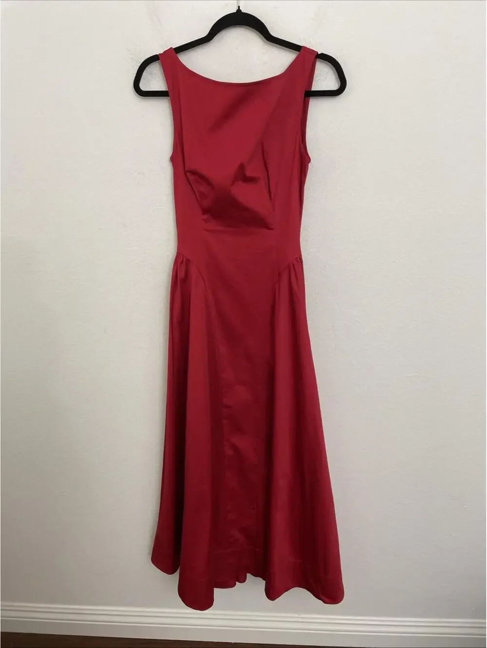 NWT Helsa Stretch Organic Cotton Sateen Midi Dress in Red  SIZE S $298msrp - Picture 6 of 13